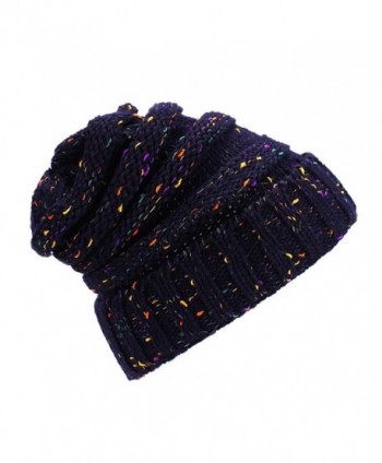 iParaAiluRy Slouchy Knit Beanie Women - Navy - CC187I4M0YC