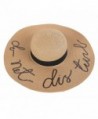 Kaisifei Women's Paper Weaved Beach Cursive Embroidered Adjustable Brim Sun Hat - Khaki - CX12EHUYJFH