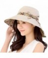 HindaWi Womens Sun Hats Summer Reversible UPF 50+ Beach Hat Foldable Wide Brim Cap - Beige - C717YKUIQQ8