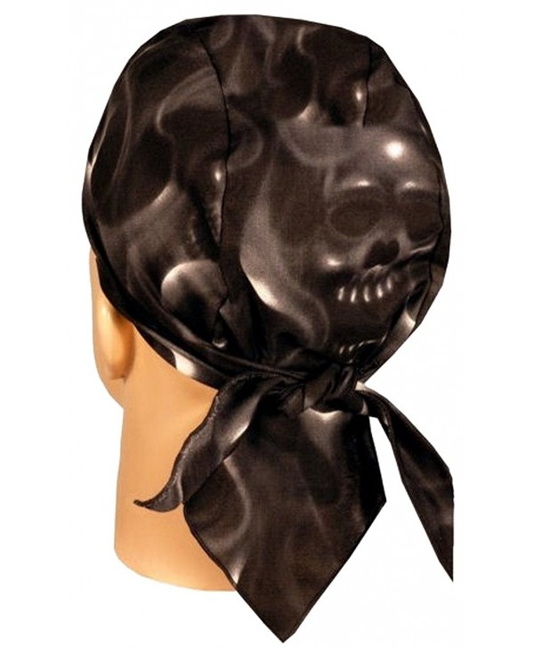 Skull Cap Biker Caps Headwraps Doo Rags - Ghost Skulls on Black - CW12ELHNBJ1