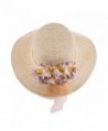 iShine Women's Wide Brim Summer Beach Sun Hat Straw Cap Party - Beige - CY183CK37SX