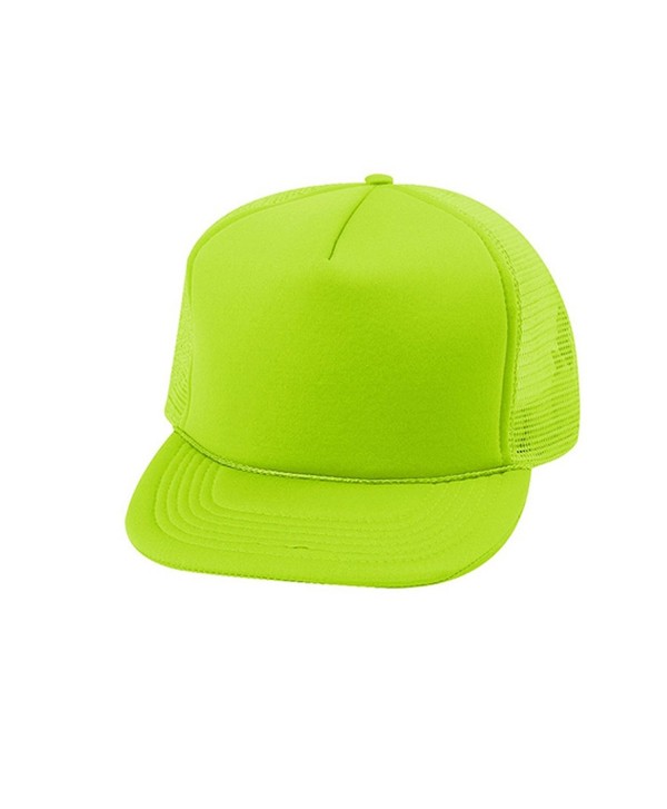 EnimayUnisex Men's Women's Solid & Two-Tone Mesh Baseball Style Trucker Hat - Solid Neon Green - C1122TIL88F