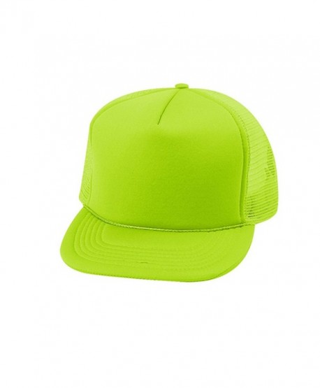 EnimayUnisex Men's Women's Solid & Two-Tone Mesh Baseball Style Trucker Hat - Solid Neon Green - C1122TIL88F