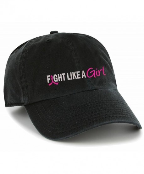 Fight Like a Girl Breast Cancer Embroidered Cap-Black-One Size - CD12622J557