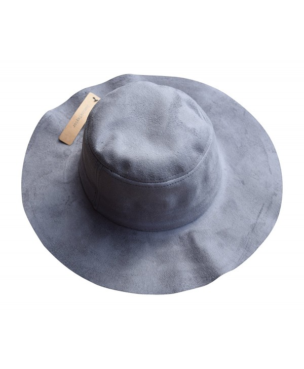 Contempo Women's Vintage Faux Suede Round Fedora Cloche Cap Wool Felt Bowler Hat - Grey - CX12DYJ34SF
