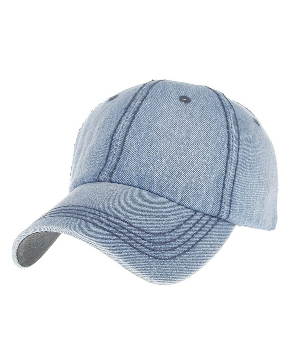 Unisex Washed Dyed Baseball Cap Adjustable Hat Low Profile Beanie Sun Hats - Light Blue - CK1843YXRIL