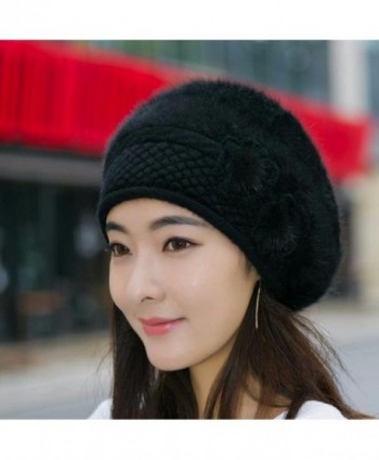 French Beret Beanie Cashmere- Women's Elegant Flower Wool Cloche Bucket ...