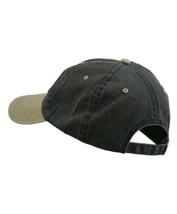 Wording Of Grandpa Embroidered Washed Two Tone Cap - Black Khaki ...