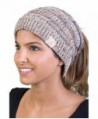 Funky Junque CC 365 All Season Hat Womens BeanieTail Ponytail Messy Bun Beanie - Oatmeal Confetti - CN182HSRNDY