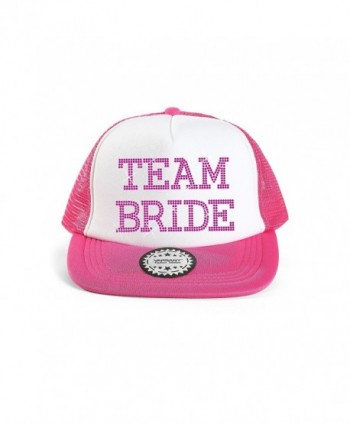 Team Bride Baseball Hat Crystal Bridal Wedding Party Trucker Cap - Pink - CB12GNLBL0J