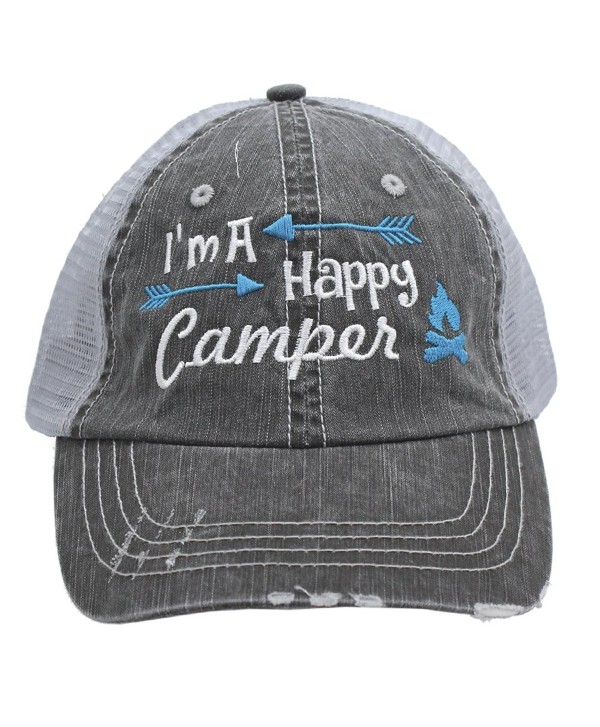Turquoise I'm am A Happy Camper Women Embroidered Trucker Style Cap Hat Rocks any Outfit - CY182200D59