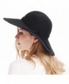 Bienvenu Women's Wide Brim Wool Ribbon Band Floppy Hat - Black - C911N7Q029P