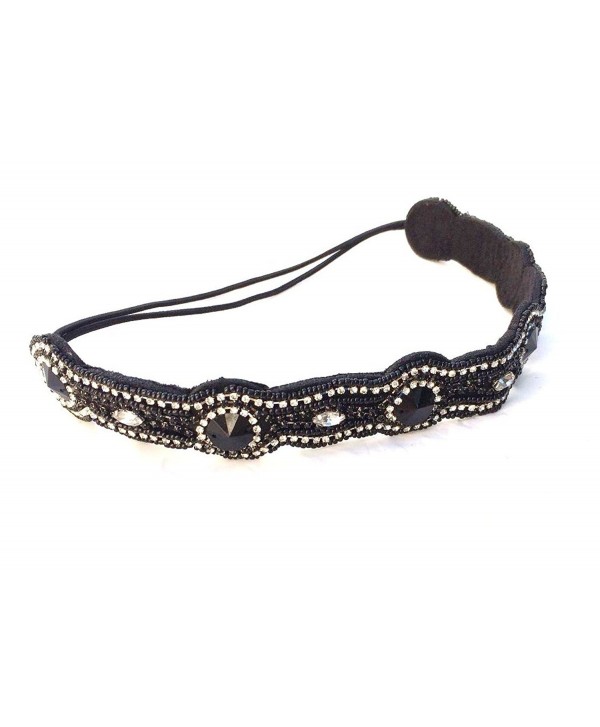 wardani bohemian Indian Princess beaded elastic headband - Black - C712E6LZ5S7