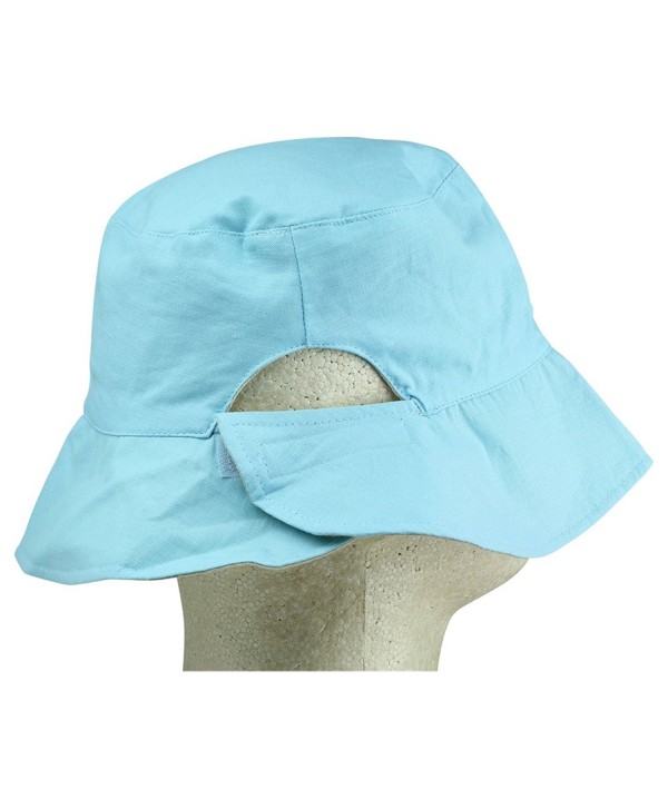 Ladies Ponytail Bucket Hat Womens Sun Hat - Blue - C4119512S1V