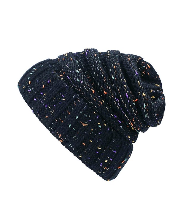 ANKND Knit Beanie Hat-Warm Chunky Soft Stretch Knit Cap Slouchy Beanie Skully Hat - Black - CP18828NOL3