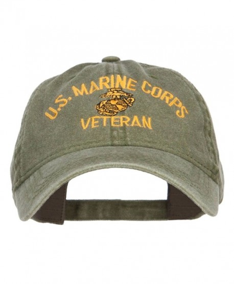 E4hats US Marine Corps Veteran Military Embroidered Washed Cap - Olive - CH17XX635GD