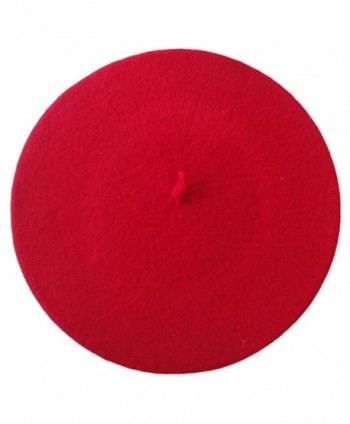 Women's French Style Soft Lightweight Casual Classic Solid Color Wool Beret - Red - C212HGGSL99