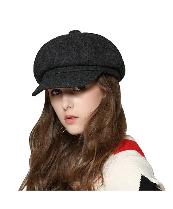 Womens Newsboy Hat Beret Cap Visor Hats for Ladies Wool Newsboy Beret Cap - Dark Gray - CA1879DX4K5