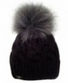 Frost Hats Warm and Soft Winter Beanie With Detachable Genuine Fox Fur Pom M-179SRN - Black - C911ZTTBKM1