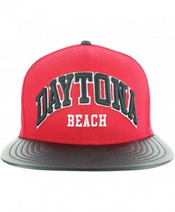 Snapback Leather Bill Collection MIAMI- ORLANDO- KEY WEST- DAYTONA - Daytona - Red and Black - C112I73FEJ5