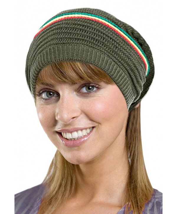 Men / Women's Retro Oversized Slouchy Winter Knit Beanie Hat - Color Stripes_olive - CC186WQ5SR6