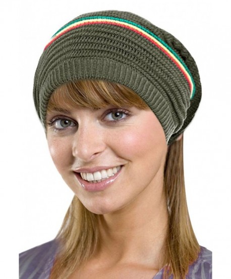 Men / Women's Retro Oversized Slouchy Winter Knit Beanie Hat - Color Stripes_olive - CC186WQ5SR6