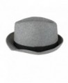 Fedora Hat with Black Ribbon Woman's - Light Grey - CB11IQB36UX