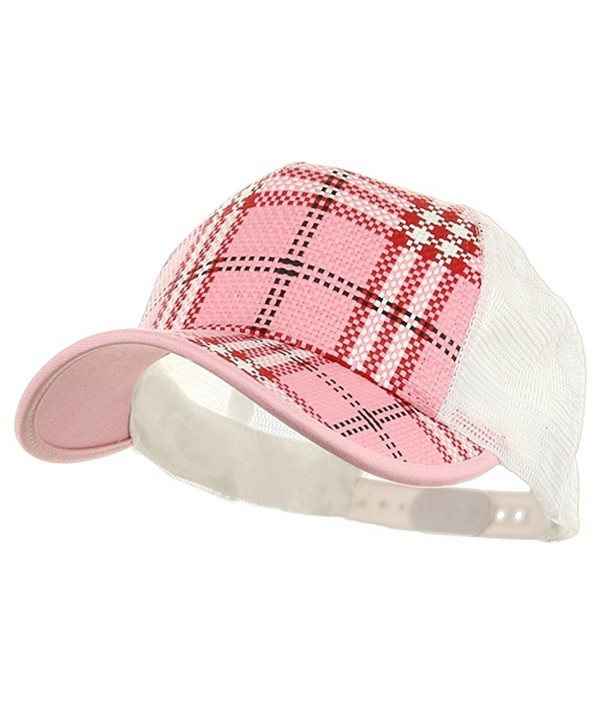 Plaid Straw Trucker Caps - Pink - C6111GHZZ7V