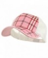 Plaid Straw Trucker Caps - Pink - C6111GHZZ7V