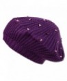 Sakkas Spike Studded Knit Slouch Fashion Beret - Purple - C711GFWIA5Z