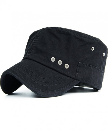 Rayna Fashion Unisex Adult Cadet Caps Military Hats Vented Eyelets Low Profile Black - CF1227GKGQ9