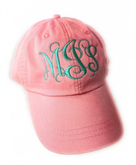 Mary's Monograms Monogrammed/Personalized Woman's Coral Baseball Cap - CR12ITA5QT3