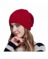 Glamorstar Unisex Cable Knitt Hat Winter Warm Thick Braided Beanie Slouchy Ski Cap - Jujube Red - C7186QT7RL9