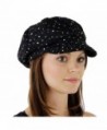 Glitter Sequin Trim Newsboy Style Relaxed Fit Cap -Black -One Size - CU11993RUQ3