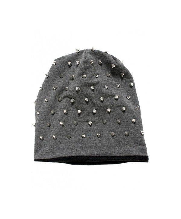 Rocker Studded Knit Beanie by Inked (More Options) - Grey - C117Y0488YG