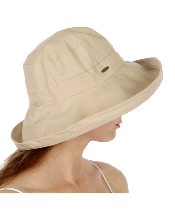 fashion2100 Serenita Cotton Cloche Hat - Khaki - CQ17WWU5Z24
