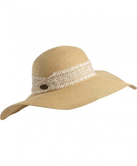 Macie Women's Wide Floppy Brim Straw Sun Hat w/ Lace Trim Vermont ...