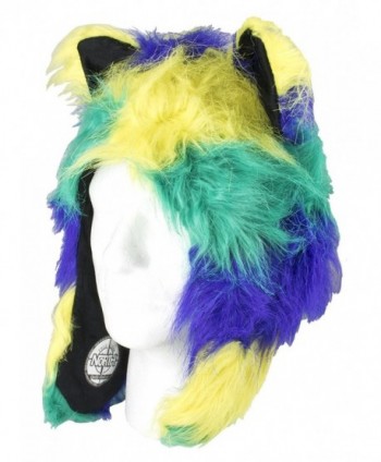 True Gear North Fun Bright Multi Colored Fuzzy Animal Hats with Cute Ears - Green Purple and Yellow - CP187CA2QZQ