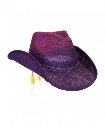 Peter Grimm Women's Toyo Straw Summer Cowboy Hat w/Shapeable Brim - Purple - C512CMTZ6ST