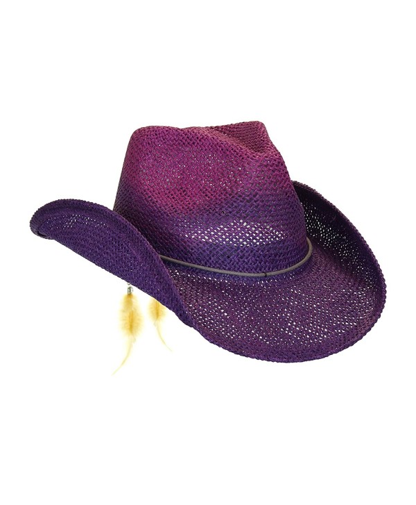 Peter Grimm Women's Toyo Straw Summer Cowboy Hat w/Shapeable Brim - Purple - C512CMTZ6ST