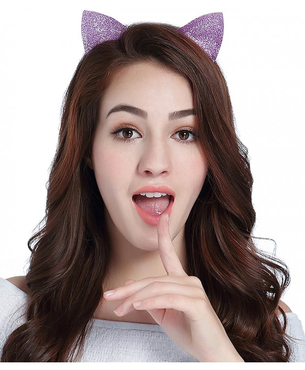 Christmas Headband Deer Antlers Costume Xmas Holiday Party Reindeer Cat Ears - Purple - Cat Ears - CG184RQHCN4