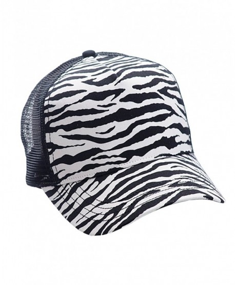 NYFASHION101 Unisex Animal Print Adjustable Snapback Mesh Trucker Cap - Zebra - CG11X74QG1Z