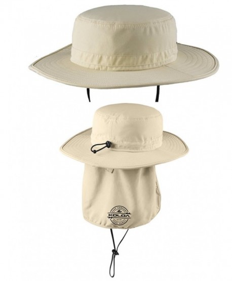 Koloa Surf Co. Wide-Brim Outdoor Hat with Sun Flap and UPF Protection - Stone - C512CV45INX