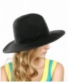 NYFASHION101 Lightweight Solid Color Band Braided Panama Fedora Sun Hat - Black - CO11WWYHFB1