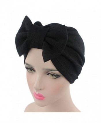beauty YFJH Womens Bowknot Stretch Hijab Turban Headwear Cap - Black - CI186HL8QEG