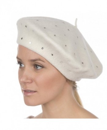 Sakkas Juliette Wool Slouch Beret - White - CF11MCFLDY5