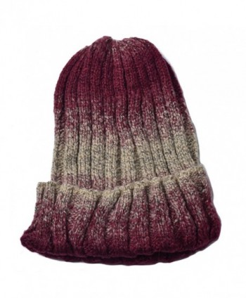 Woogwin Mens Womens Beanie Winter Knitting Cap Wool Warm Slouchy Beanie Hat - Gradient Color - Dark Red - CR12NYIVHRV