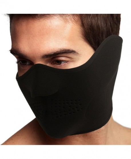 Men's Thermal Neoprene Fleece Warm Breathable Half Face Mask Ski Snowboard Black - C311PLSYUSB