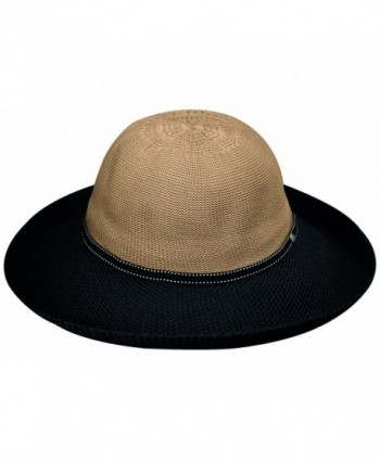 Wallaroo Women's Victoria Two-Toned Sun Hat - UPF 50+ - Packable - Camel/Black - CC118MJYZGD