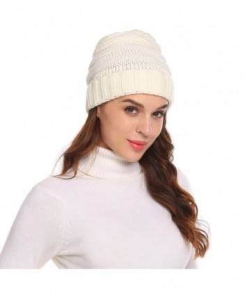 Chigant Stretchy Beanie Women White in Women's Skullies & Beanies